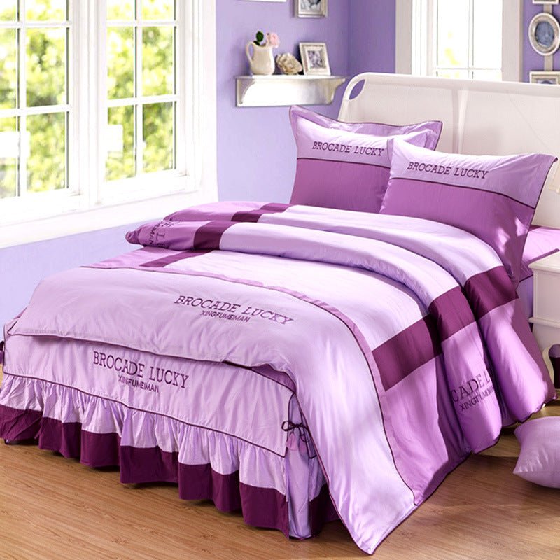 Solid color cotton bed skirt set of four - IVOIRART.COM