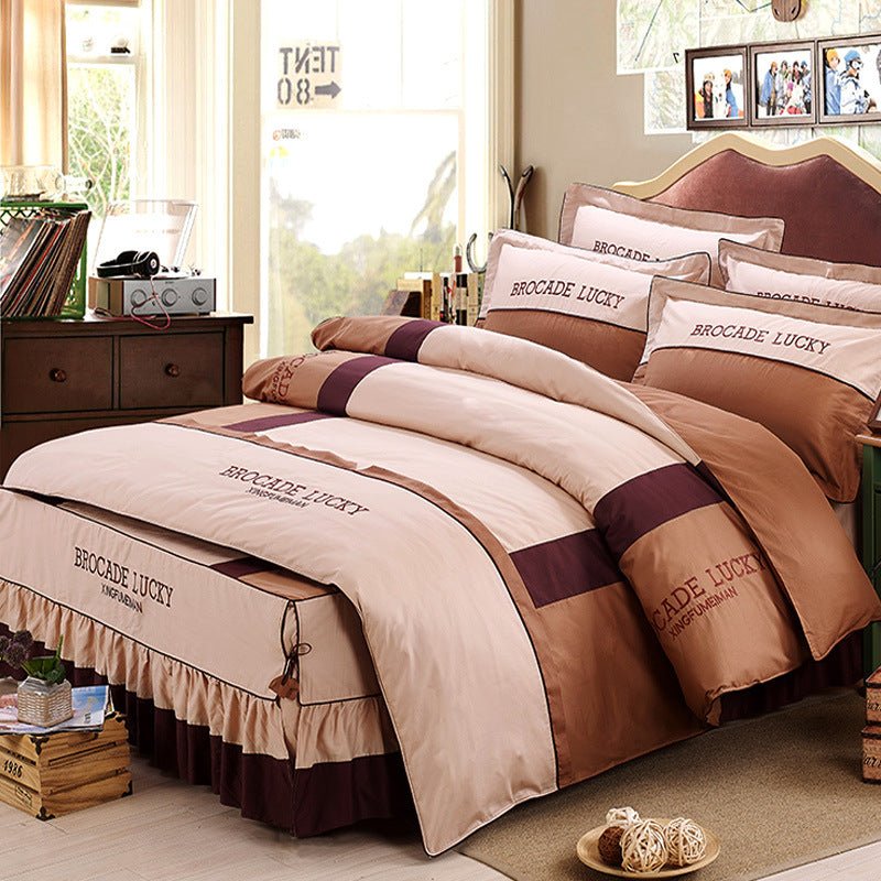 Solid color cotton bed skirt set of four - IVOIRART.COM