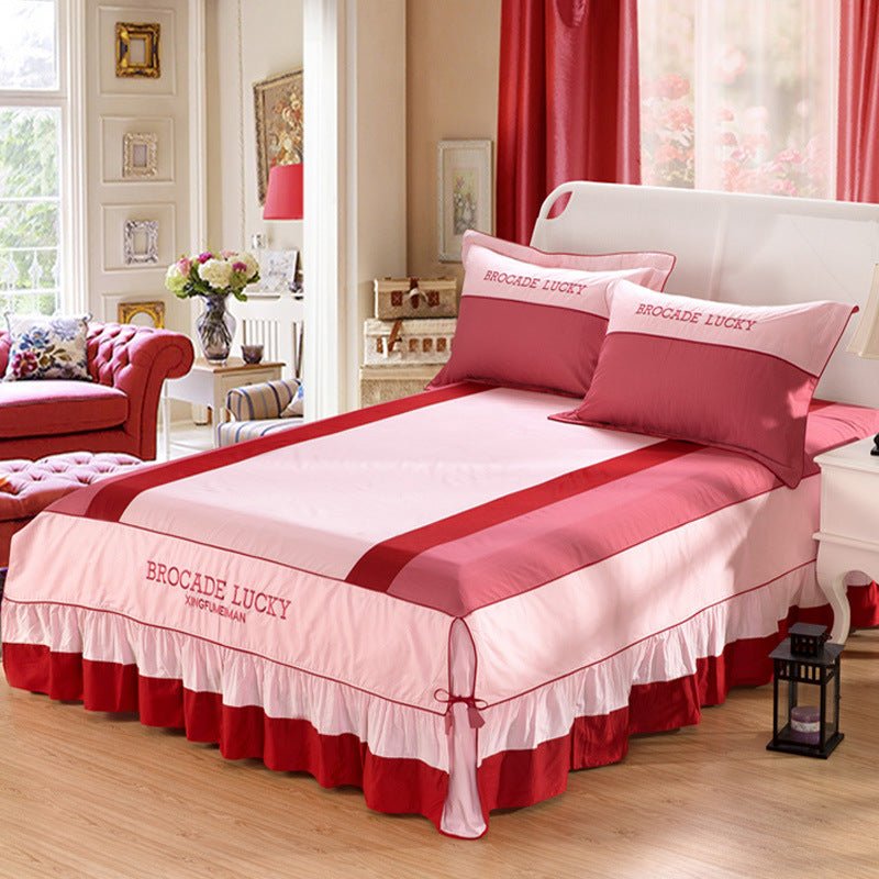 Solid color cotton bed skirt set of four - IVOIRART.COM