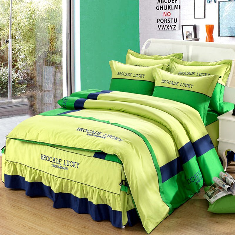 Solid color cotton bed skirt set of four - IVOIRART.COM