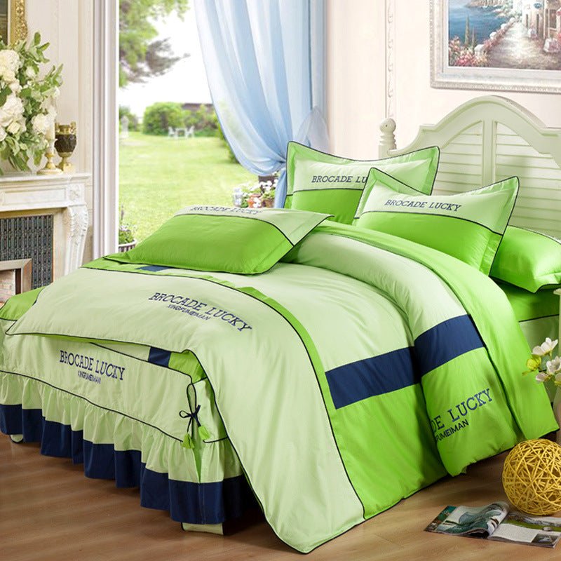 Solid color cotton bed skirt set of four - IVOIRART.COM