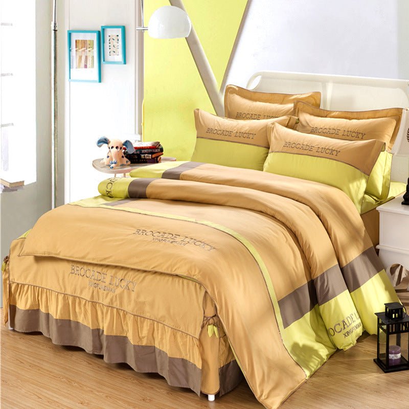 Solid color cotton bed skirt set of four - IVOIRART.COM
