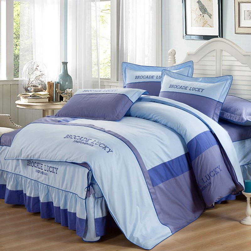 Solid color cotton bed skirt set of four - IVOIRART.COM