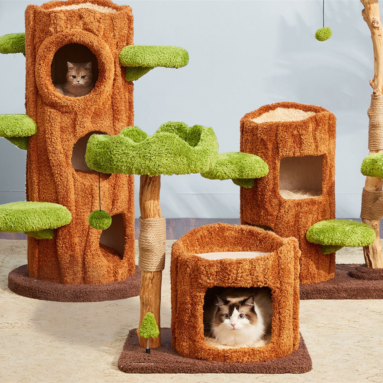 Solid Wood Cat Climbing Frame Integrated Sisal Toy - IVOIRART.COM