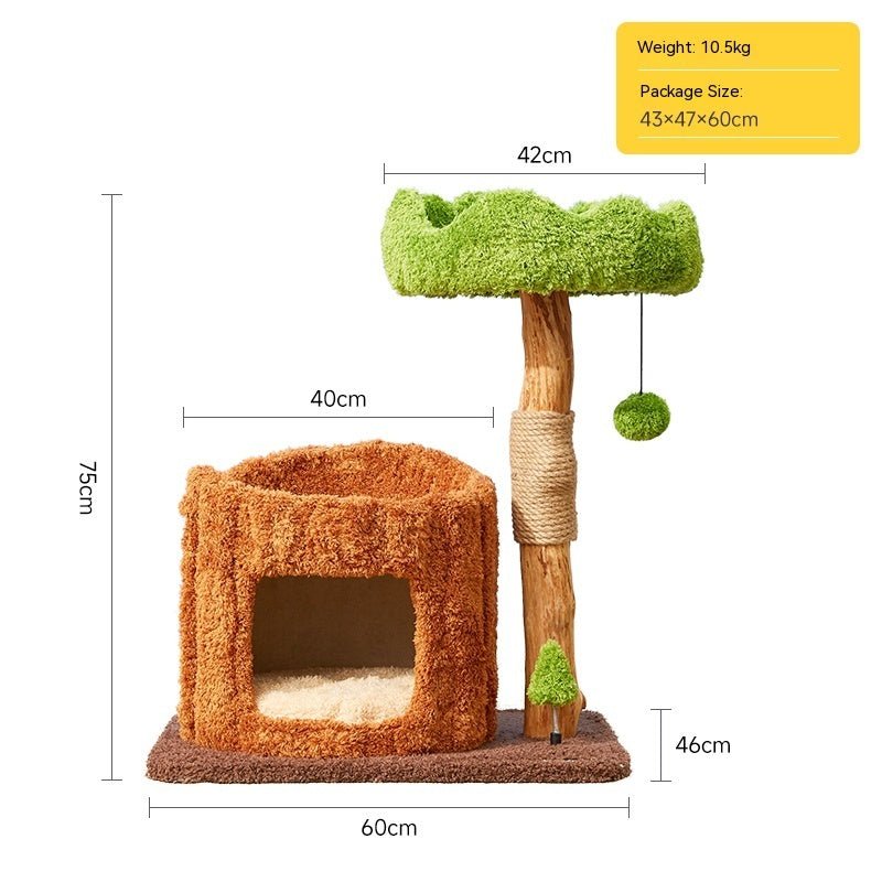 Solid Wood Cat Climbing Frame Integrated Sisal Toy - IVOIRART.COM