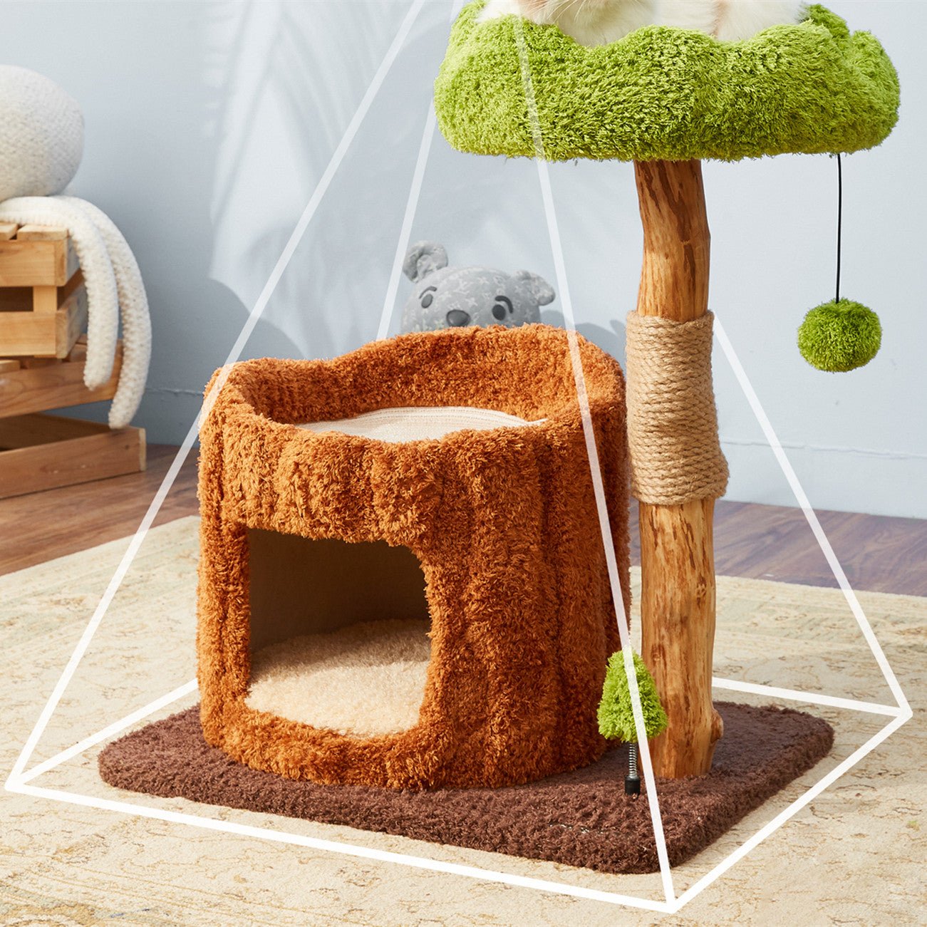 Solid Wood Cat Climbing Frame Integrated Sisal Toy - IVOIRART.COM