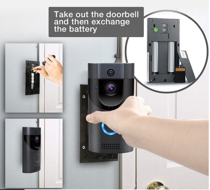 Sonnette vidéo intelligente WiFi sans fil avec interphone mobile et alarme H1 - IVOIRART.COM