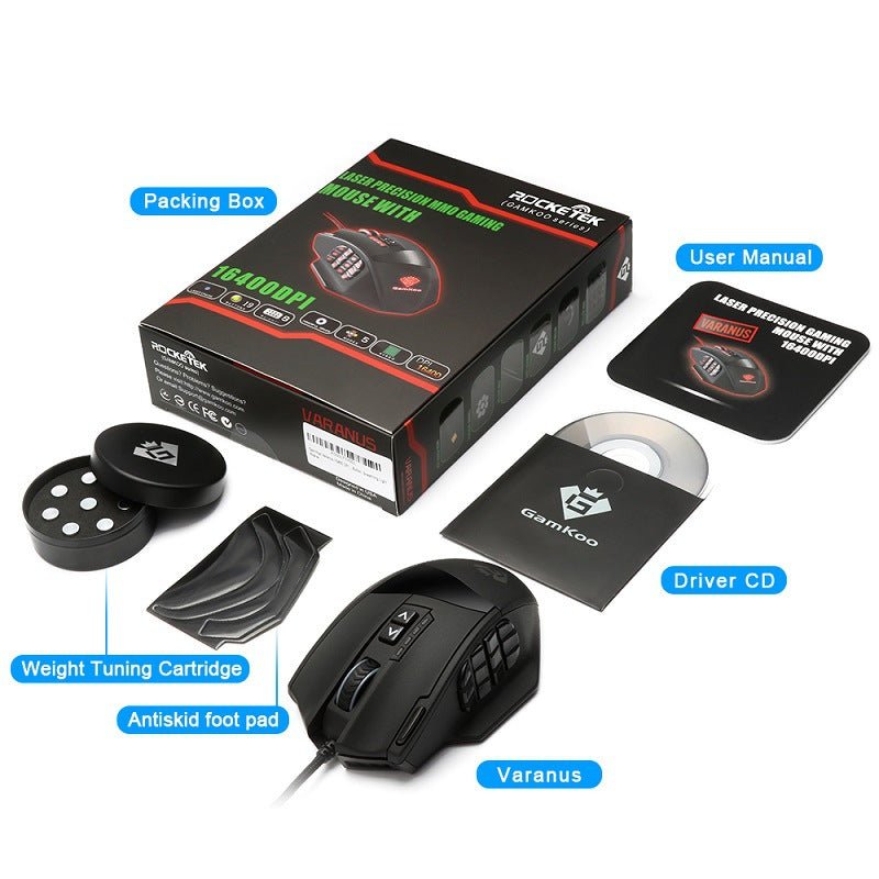 Souris de jeu avec rétroéclairage RGB, 18 boutons programmables, 16 400 DPI - IVOIRART.COM