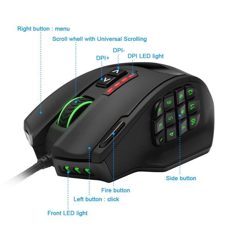 Souris de jeu avec rétroéclairage RGB, 18 boutons programmables, 16 400 DPI - IVOIRART.COM