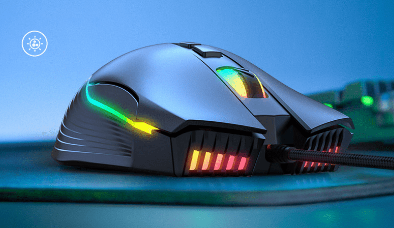 Souris de jeu filaire à sept vitesses DPI réglables avec éclairage RGB lumineux - IVOIRART.COM