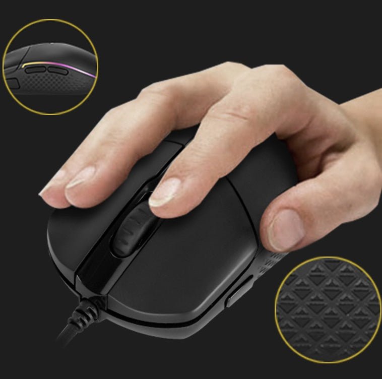 Souris de jeu filaire ergonomique noire avec 9 boutons, 5000 dpi et câble USB de 1,8 m - IVOIRART.COM