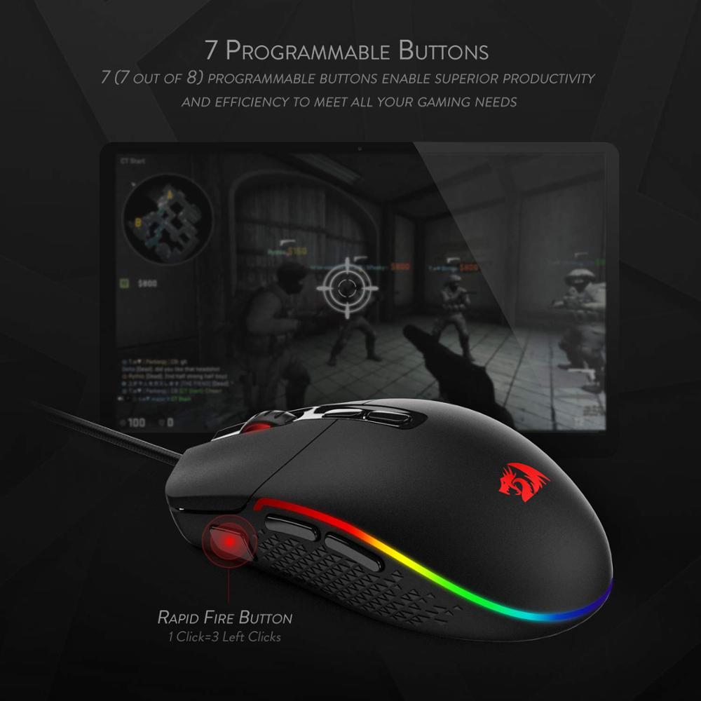 Souris de jeu filaire ergonomique noire avec 9 boutons, 5000 dpi et câble USB de 1,8 m - IVOIRART.COM