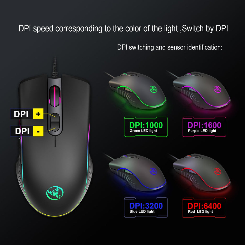 Souris de Jeu Filaire Lumineuse Ergonomique avec 7 Boutons et Résolution 6400 dpi - IVOIRART.COM