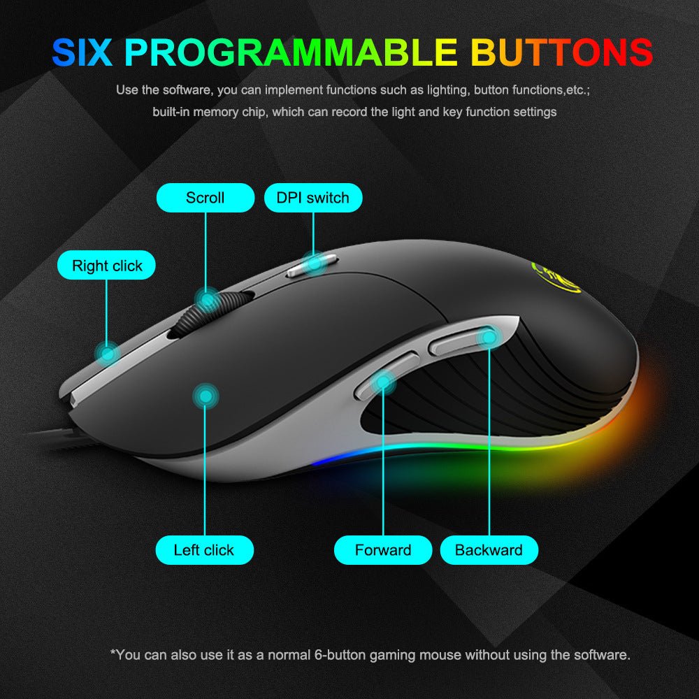 Souris de Jeu LED Ergonomique 6400 DPI USB - Souris Filaire Haute Performance - IVOIRART.COM
