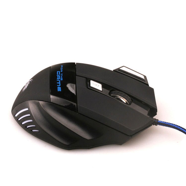 Souris de jeu USB avec 6 boutons, éclairage LED multicolore, fil tressé noir, modèle X3 de dimensions 130x85x40 mm - IVOIRART.COM