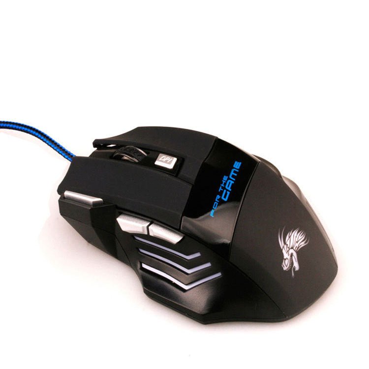 Souris de jeu USB avec 6 boutons, éclairage LED multicolore, fil tressé noir, modèle X3 de dimensions 130x85x40 mm - IVOIRART.COM