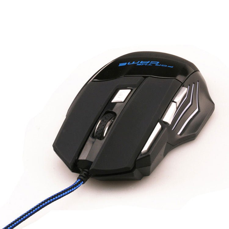 Souris de jeu USB avec 6 boutons, éclairage LED multicolore, fil tressé noir, modèle X3 de dimensions 130x85x40 mm - IVOIRART.COM