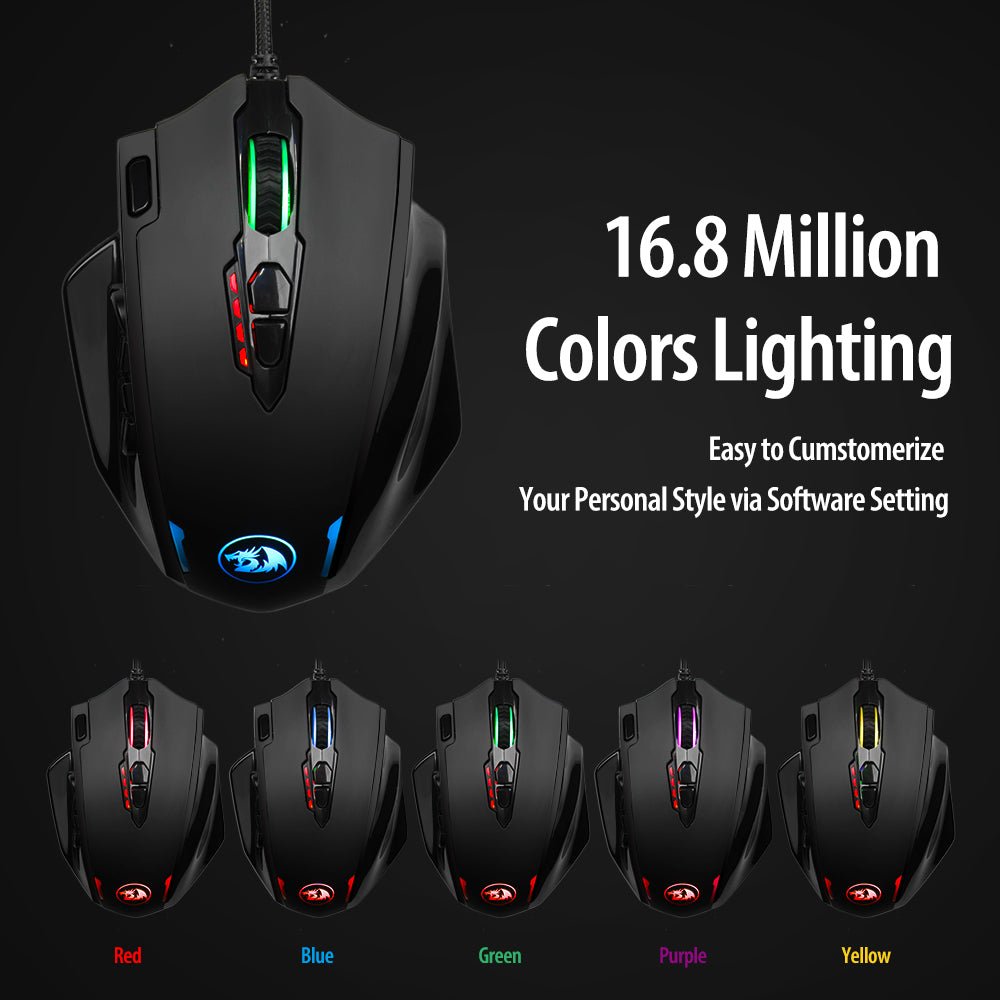 Souris Macro Red Dragon M908 Mono-main avec Prise en Main Ergonomique - IVOIRART.COM