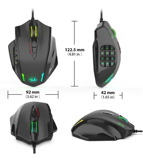 Souris Macro Red Dragon M908 Mono-main avec Prise en Main Ergonomique - IVOIRART.COM