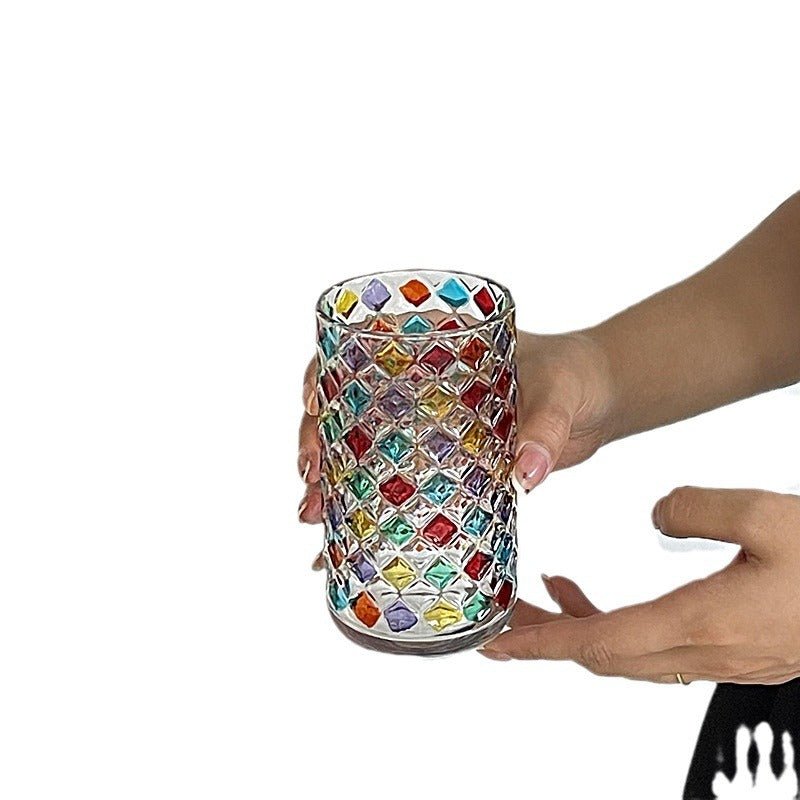 Special-interest Design Contrast Color Hand Painted Colorful Water Glass - IVOIRART.COM