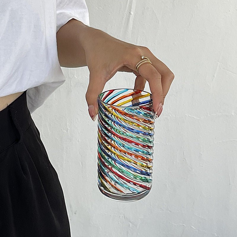 Special-interest Design Contrast Color Hand Painted Colorful Water Glass - IVOIRART.COM