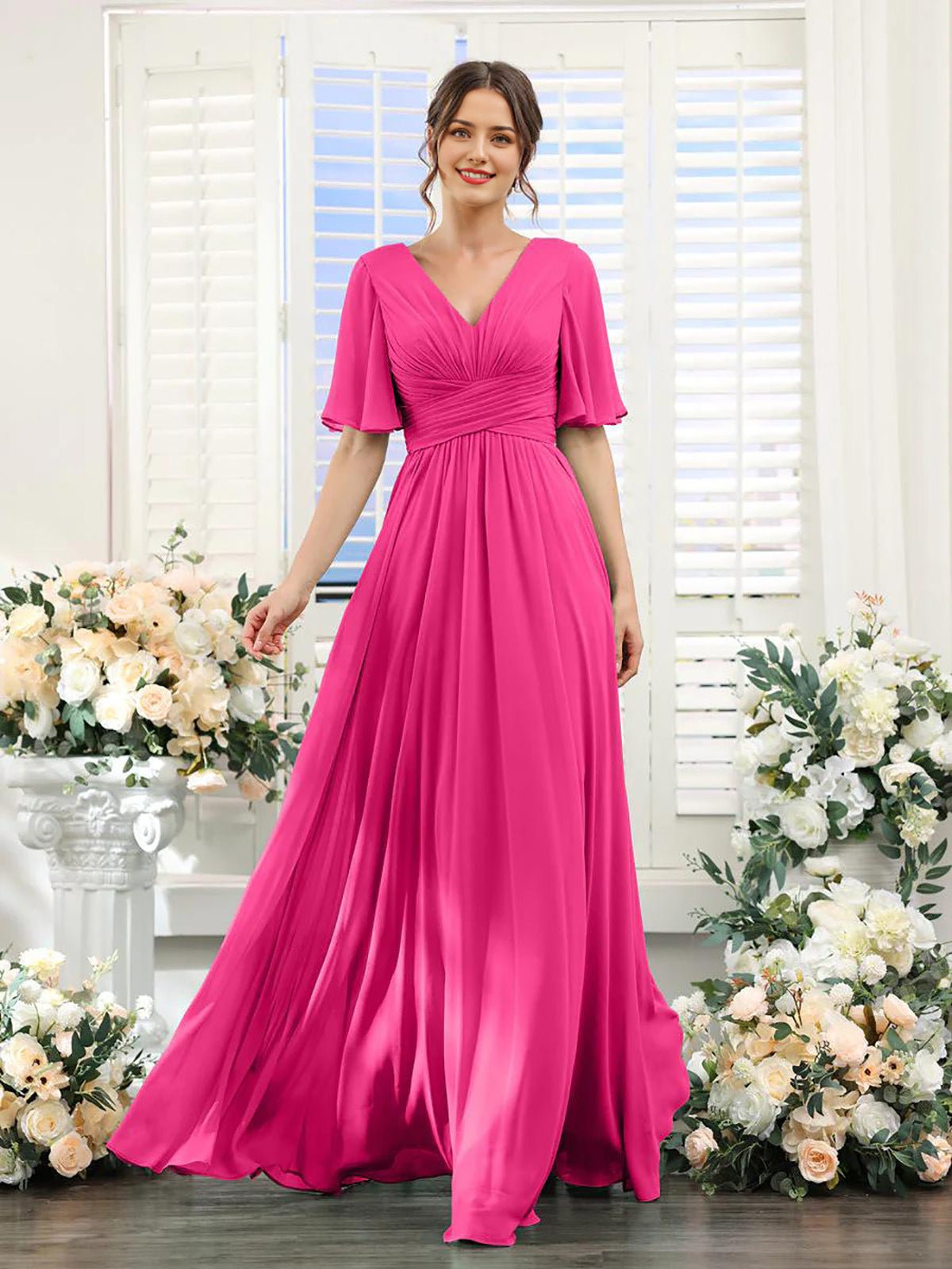 Split Mixed Satin Banquet Evening Long Dress - IVOIRART.COM