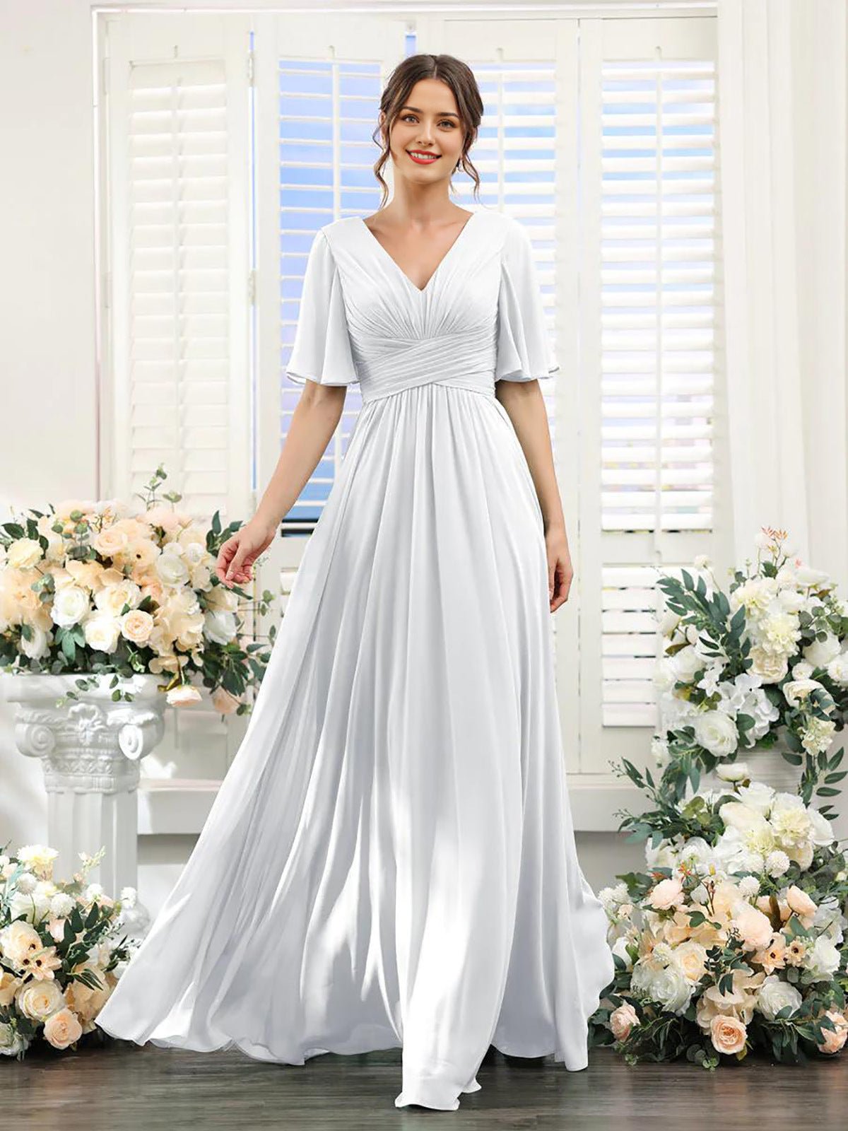 Split Mixed Satin Banquet Evening Long Dress - IVOIRART.COM