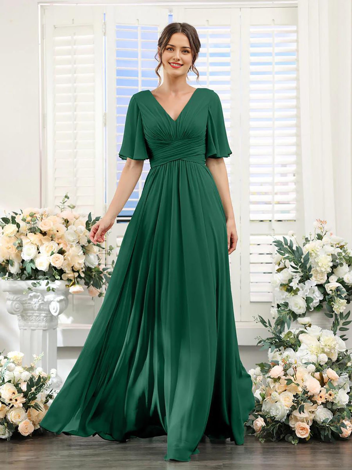 Split Mixed Satin Banquet Evening Long Dress - IVOIRART.COM