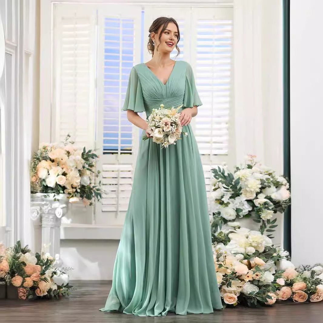 Split Mixed Satin Banquet Evening Long Dress - IVOIRART.COM