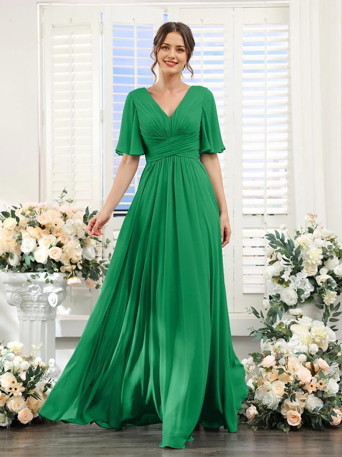 Split Mixed Satin Banquet Evening Long Dress - IVOIRART.COM