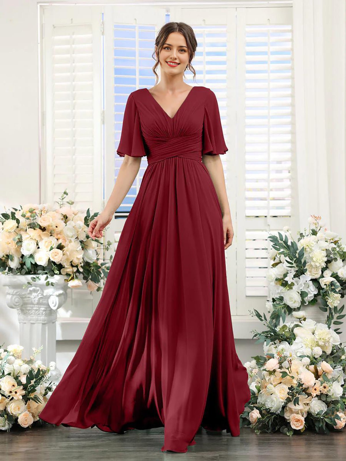 Split Mixed Satin Banquet Evening Long Dress - IVOIRART.COM