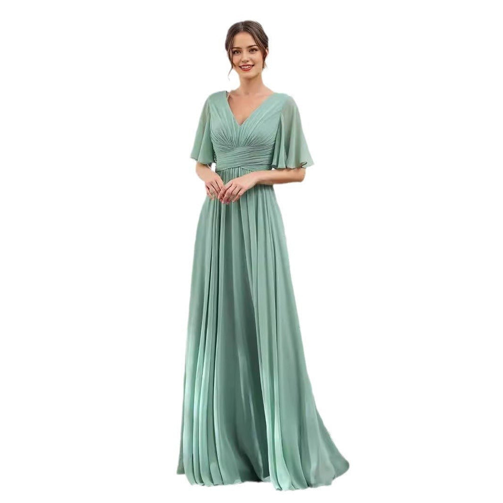 Split Mixed Satin Banquet Evening Long Dress - IVOIRART.COM