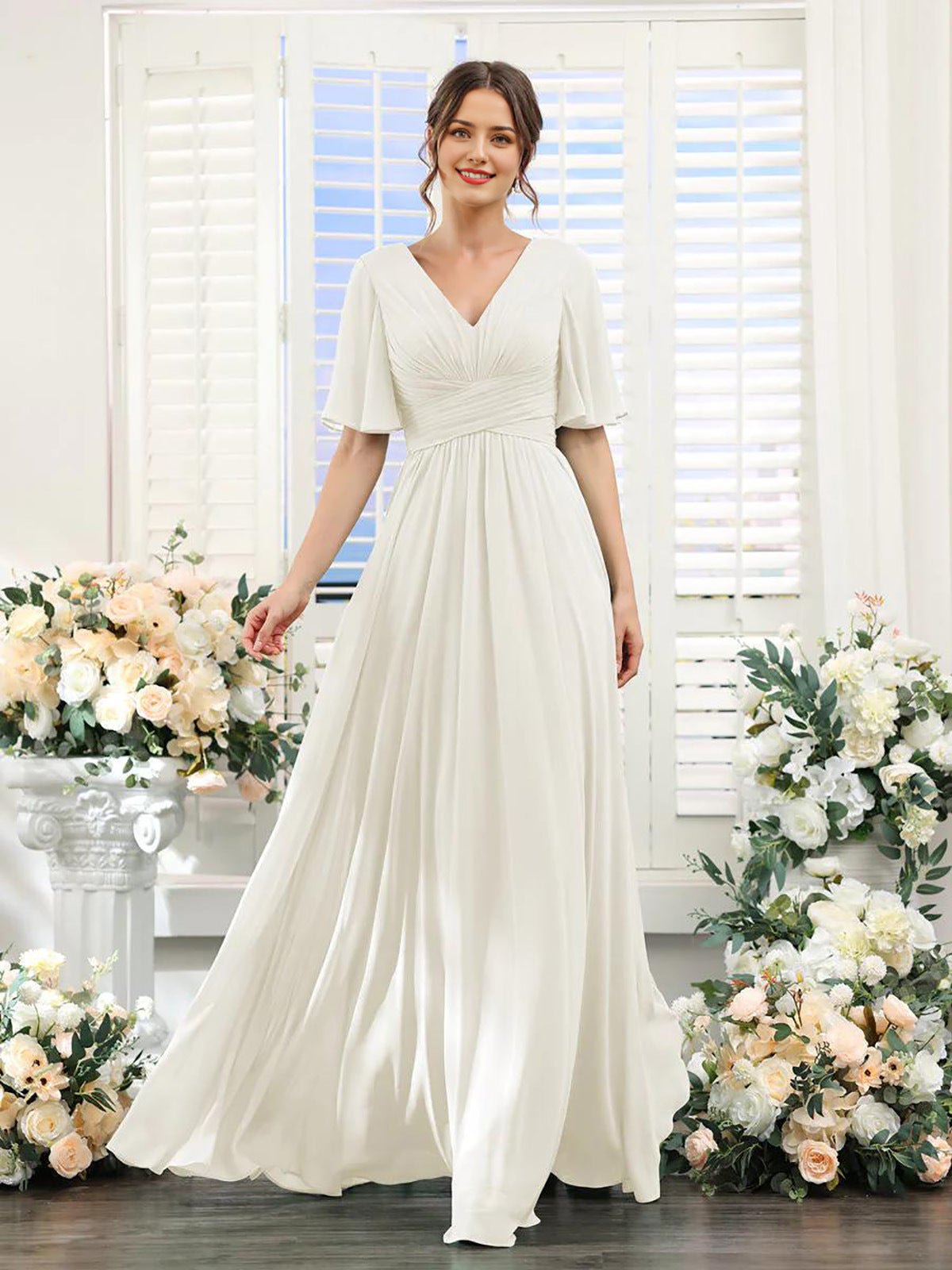 Split Mixed Satin Banquet Evening Long Dress - IVOIRART.COM