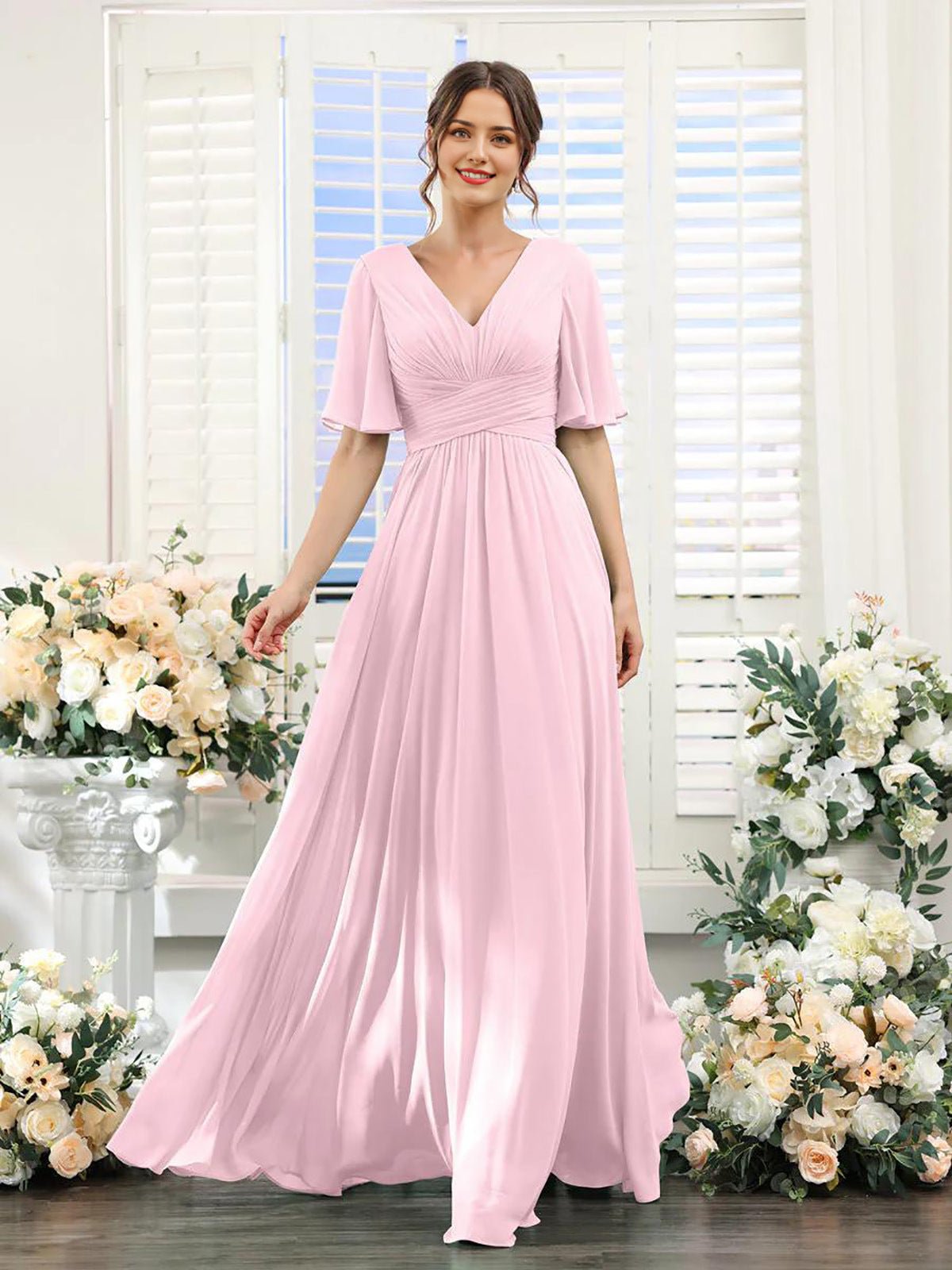 Split Mixed Satin Banquet Evening Long Dress - IVOIRART.COM