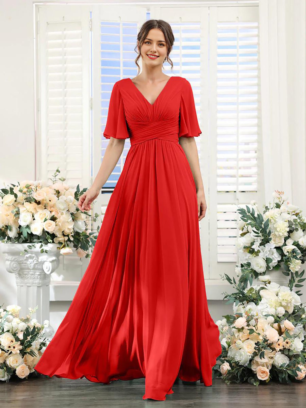 Split Mixed Satin Banquet Evening Long Dress - IVOIRART.COM