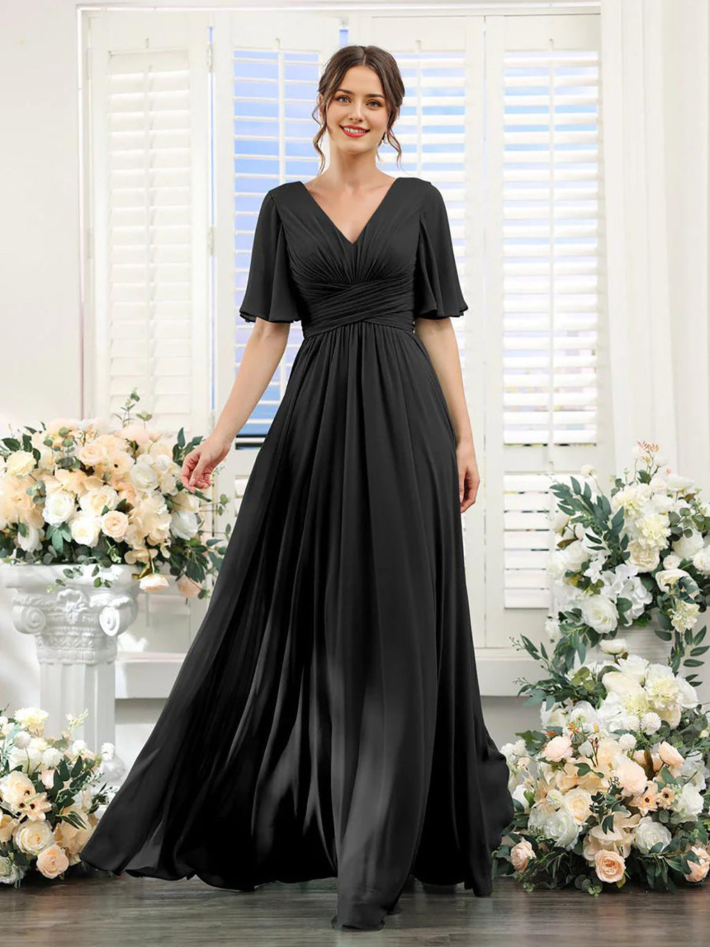 Split Mixed Satin Banquet Evening Long Dress - IVOIRART.COM