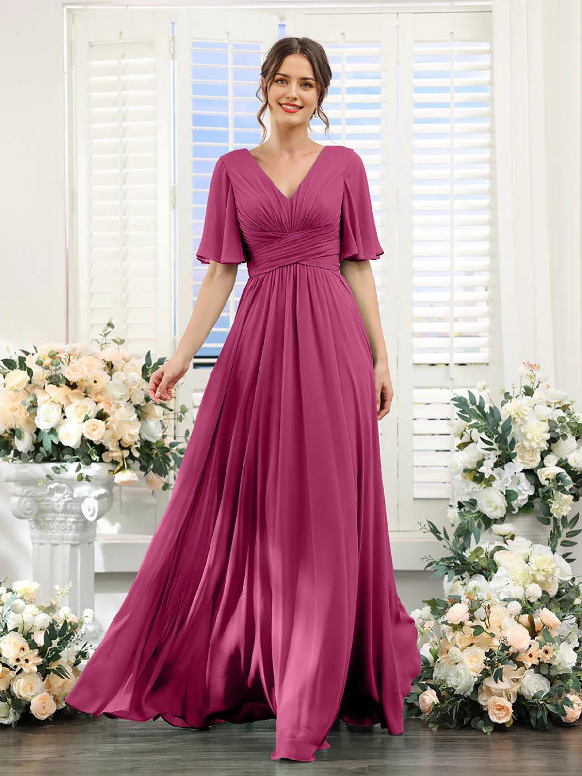 Split Mixed Satin Banquet Evening Long Dress - IVOIRART.COM