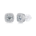 Square-shaped Stud Earrings - Set With 0.5-carat Top-quality Moissanite S925 Silver And Platinum-plated Stud Earrings, A Fashionable And Trendy Accessory That Can Be Tested With A Diamond Pen - IVOIRART.COM