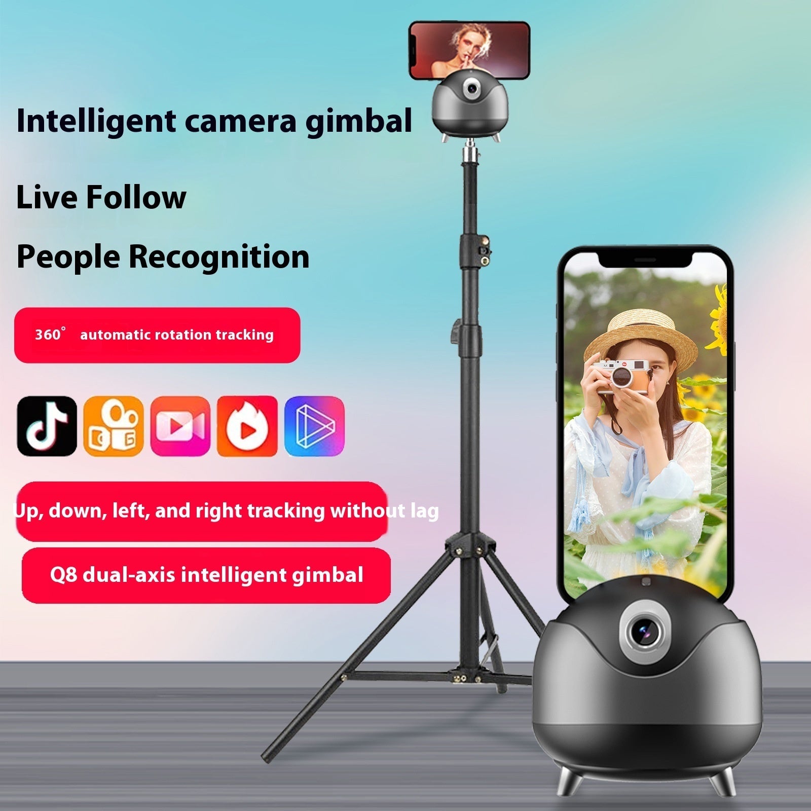 Stabilisateur Tête Q8 Double-Axe Intelligent Reconnaissance Visage Suivi MobileIA - IVOIRART.COM