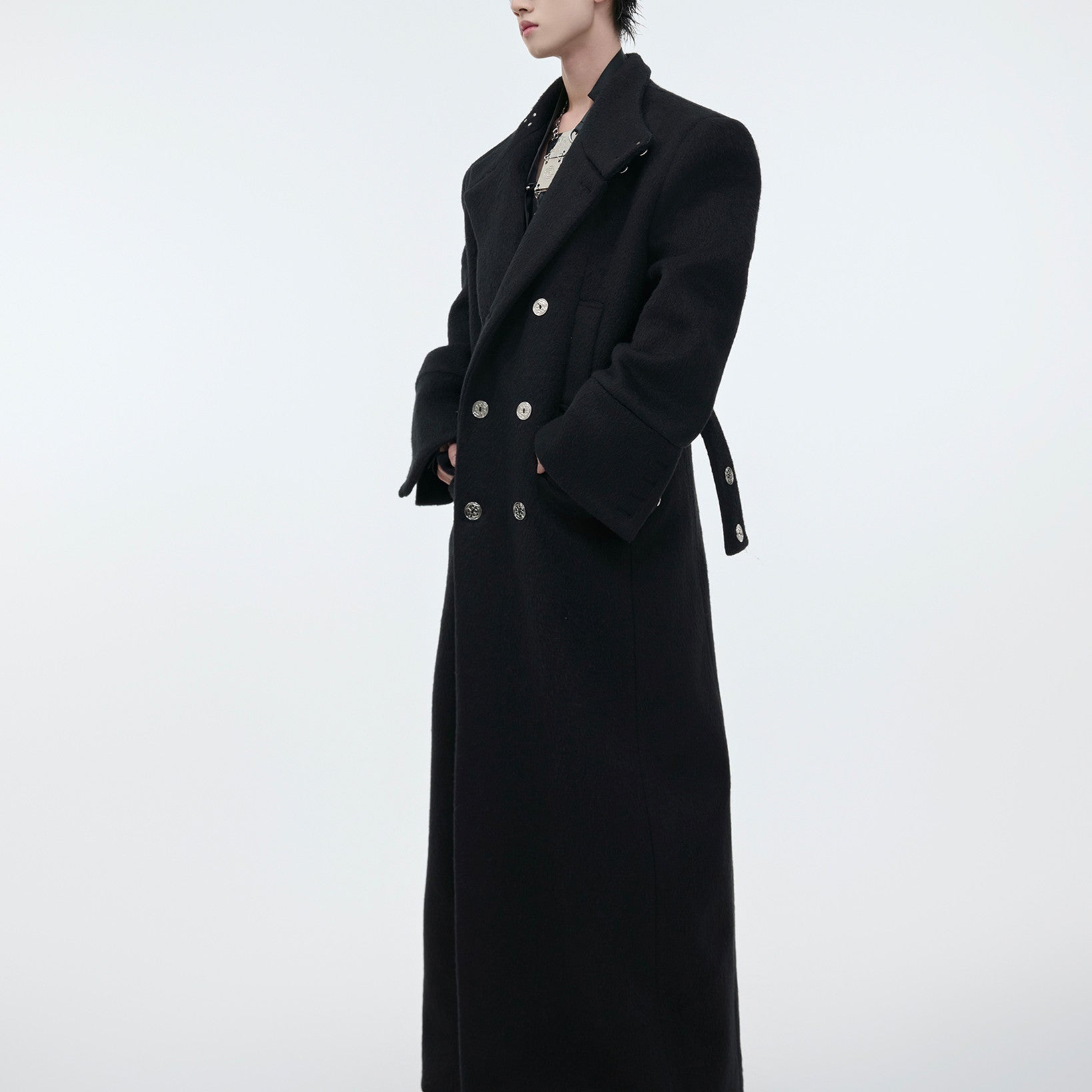 Stand Collar Profile Woolen Coat Heavy Long Below The Knee Woolen Coat - IVOIRART.COM