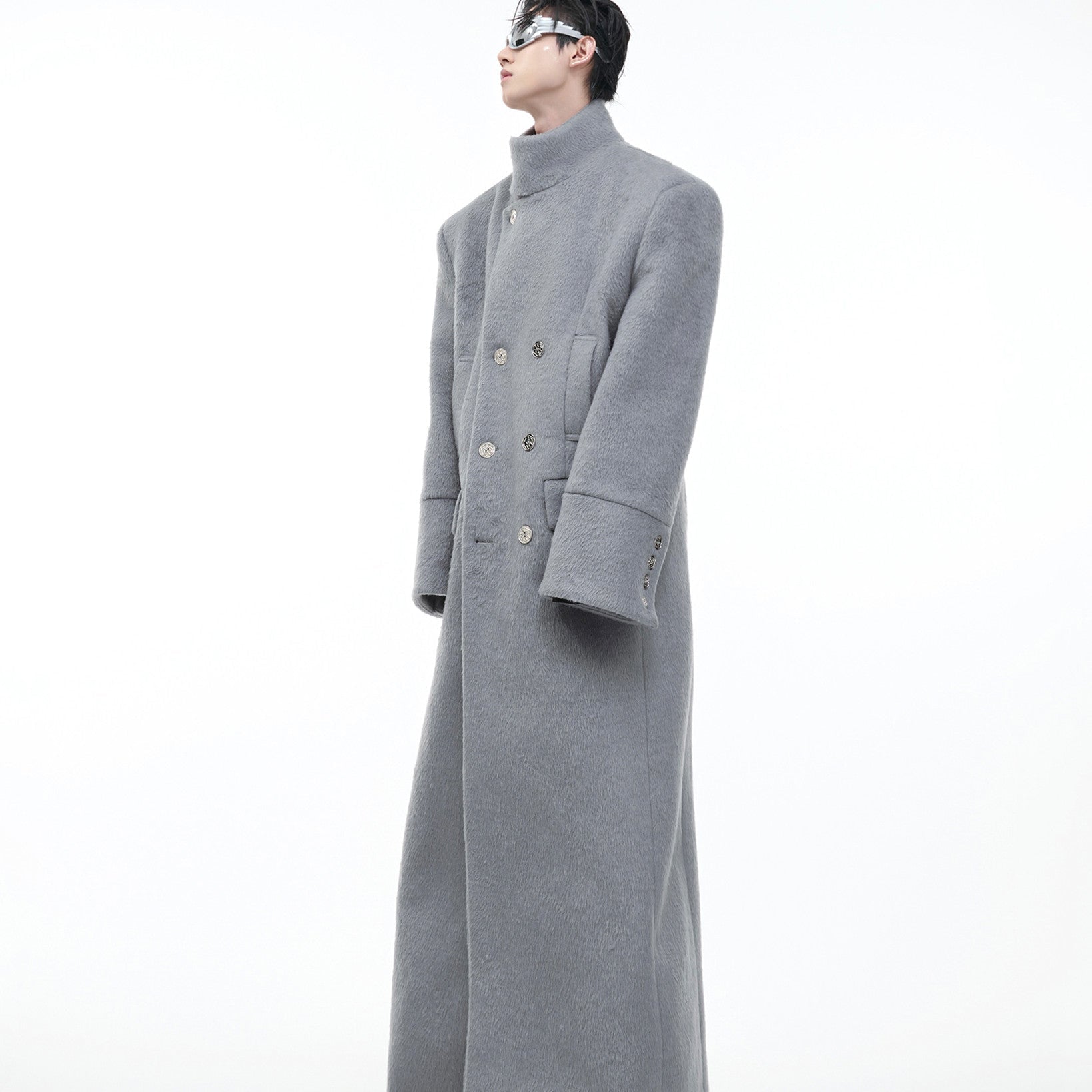 Stand Collar Profile Woolen Coat Heavy Long Below The Knee Woolen Coat - IVOIRART.COM