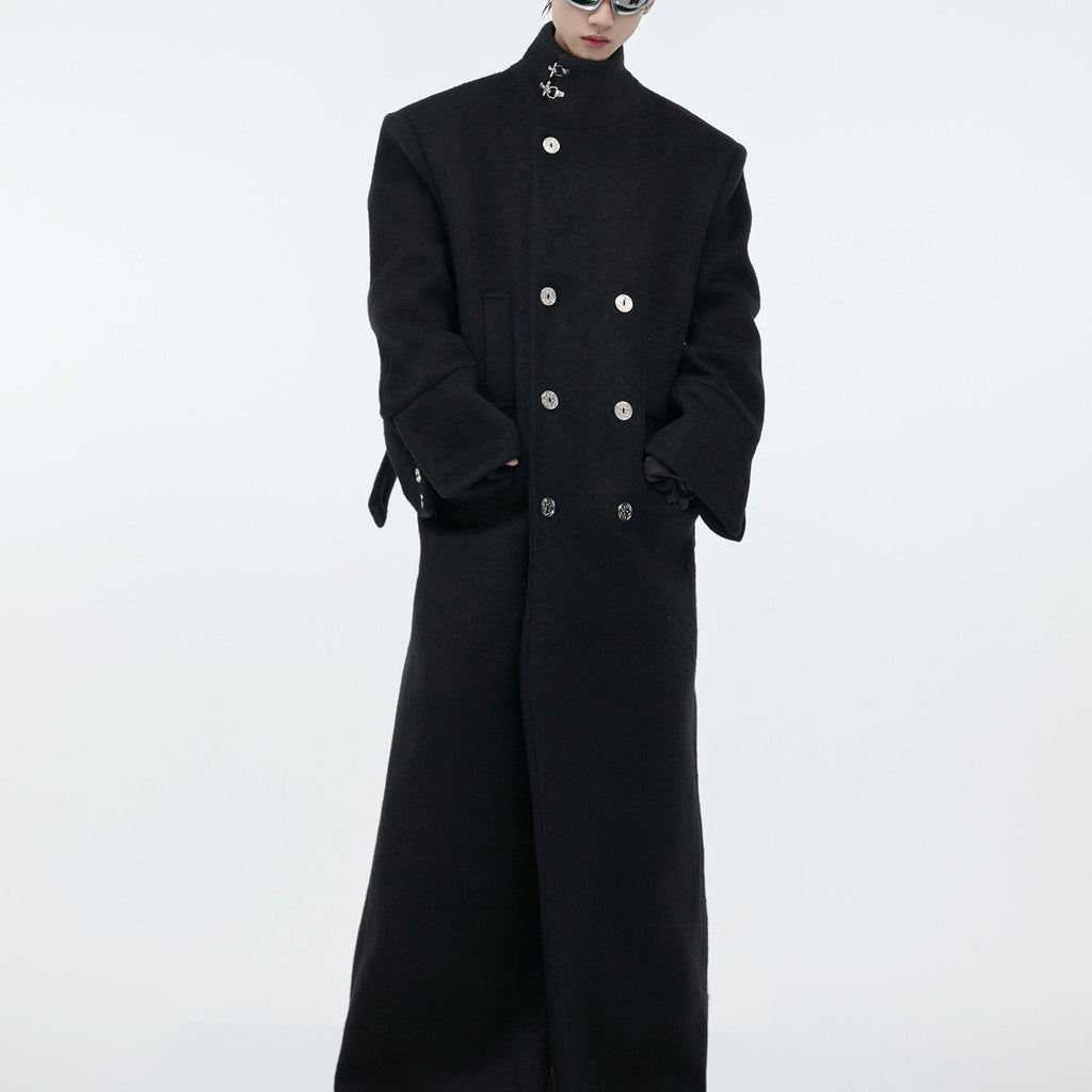 Stand Collar Profile Woolen Coat Heavy Long Below The Knee Woolen Coat - IVOIRART.COM
