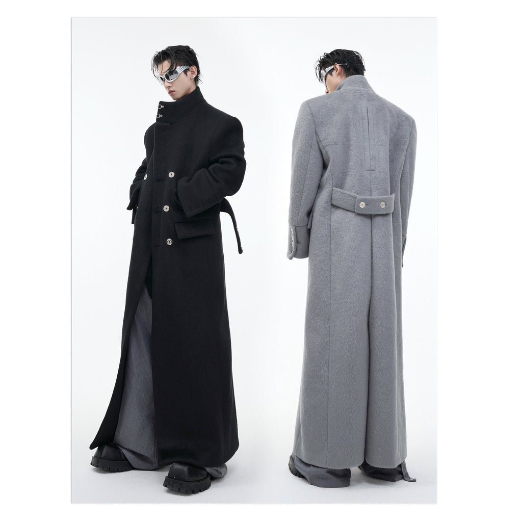 Stand Collar Profile Woolen Coat Heavy Long Below The Knee Woolen Coat - IVOIRART.COM