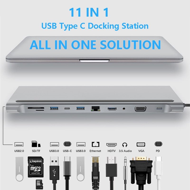 Station d’accueil d’extension pour ordinateur portable | Hub multifonction 11 en 1 - IVOIRART.COM
