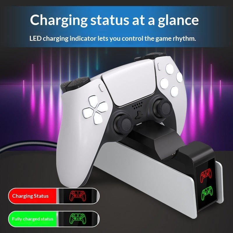 Station de Charge Double pour Manettes PS5 — Recharge Rapide, USB Inclus NoirXL+ - IVOIRART.COM