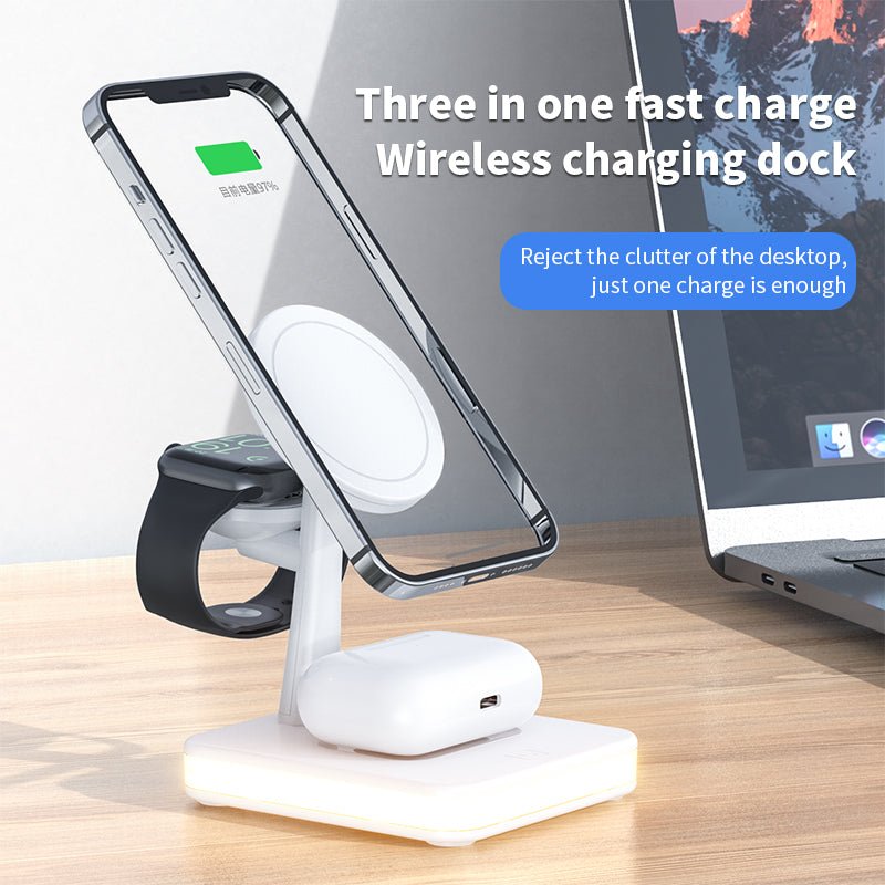Station de charge magnétique sans fil 4 en 1 avec support et charge rapide - IVOIRART.COM