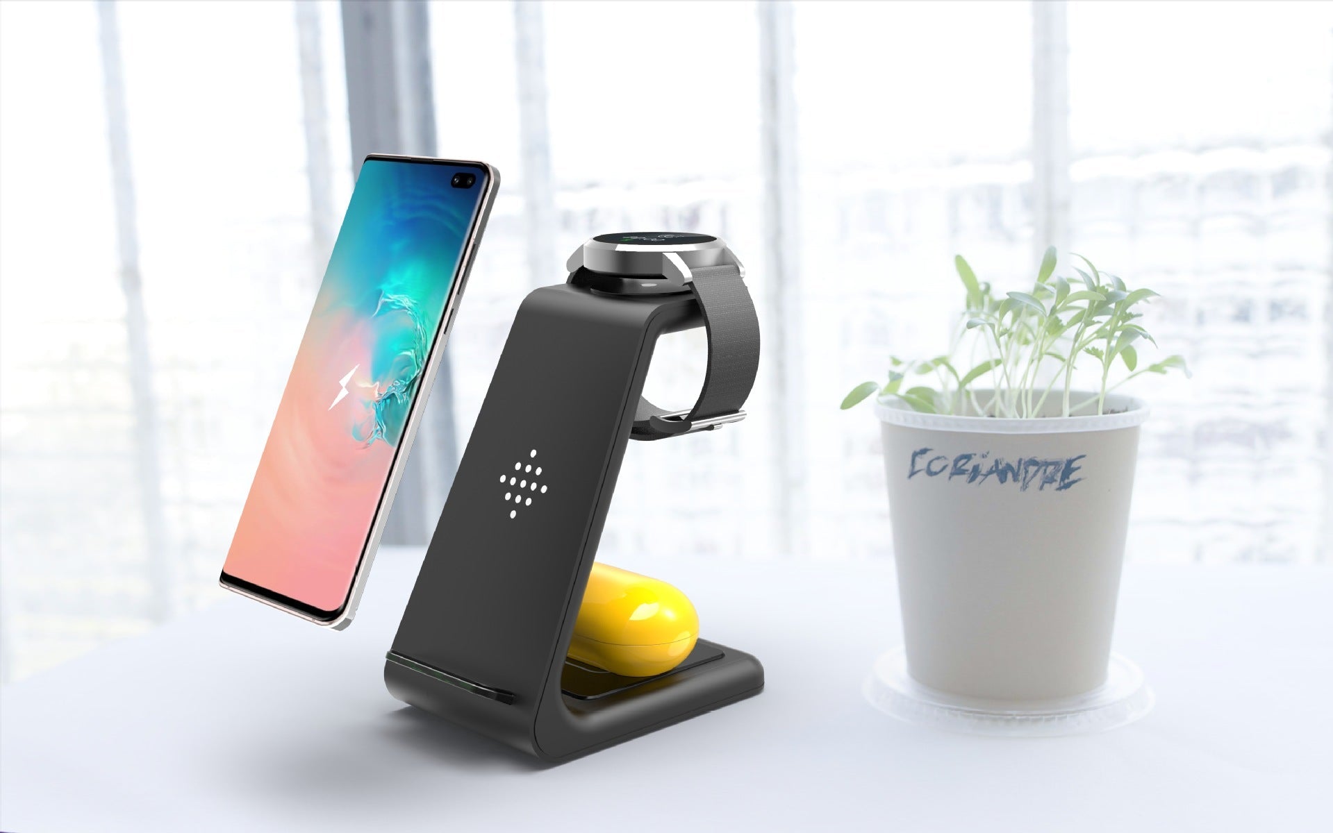 Station de Charge Rapide 3 - en - 1 avec Support sans Fil pour Téléphone - IVOIRART.COM