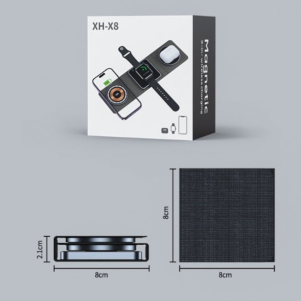 Station de Charge Sans Fil Magnétique Pliable 3 en 1 Rapide pour iPhone, iWatch et AirPods - IVOIRART.COM