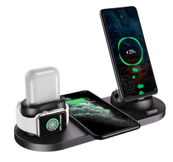 Station de Charge Sans Fil Rapide 6 en 1 pour iPhone, Téléphone et Montre - IVOIRART.COM