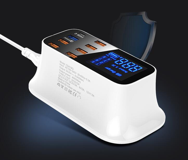 Station de Charge USB Intelligente 8 Ports avec Quick Charge 3.0 et Écran LED - IVOIRART.COM
